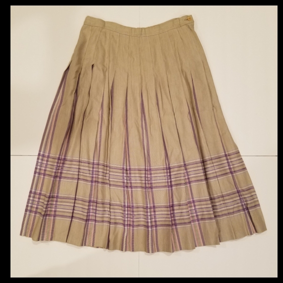 Pendleton Beige+Lavender Pleated Skirt - Picture 1 of 9